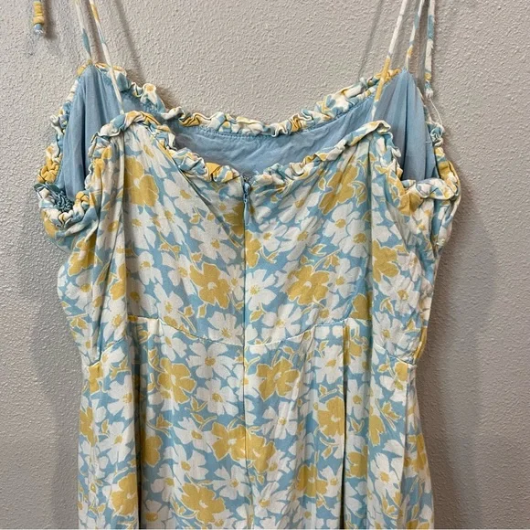 Cotton Candy LA Floral Summer Midi Dress Split Leg Blue Yellow Small - Picture 9 of 10
